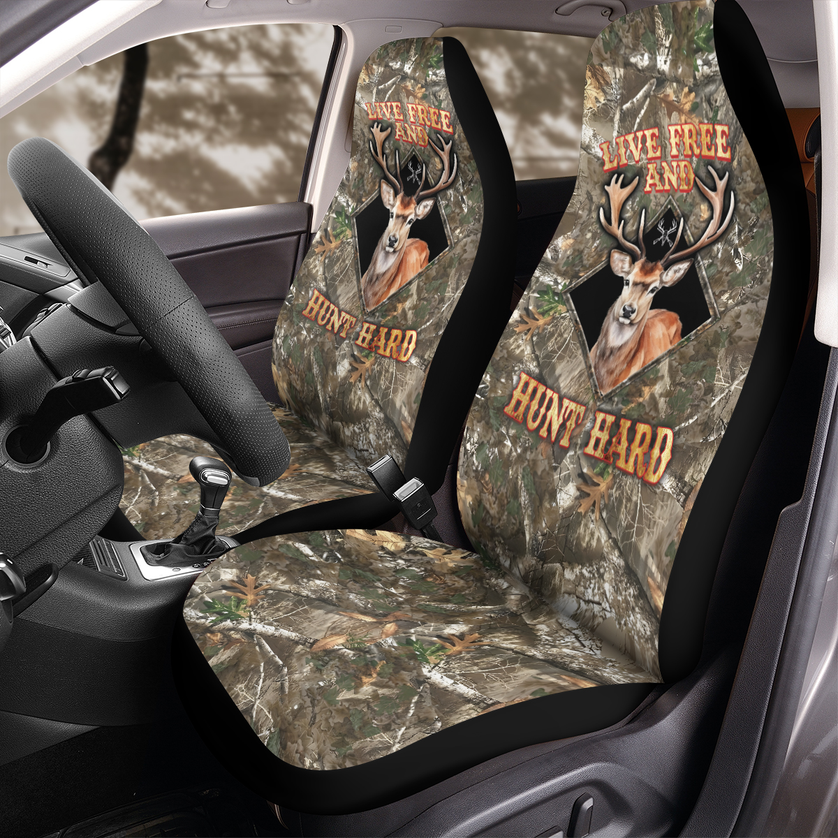 Deer Hunting Gift Ideals Custom Car Seat covers, Live Free and Hunt